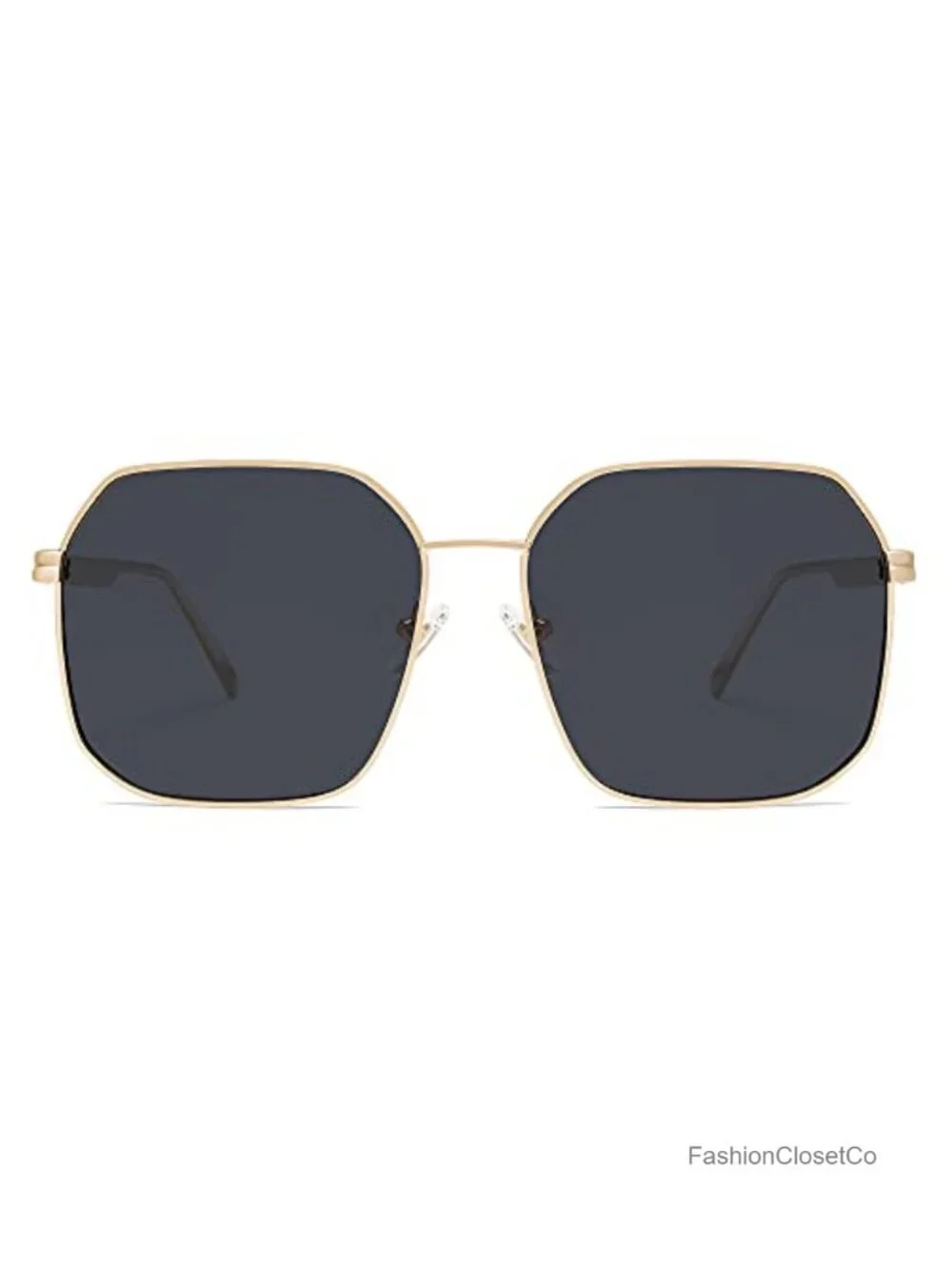 Retro Square Polarized Sunglasses for Women UV400 Metal Frame Oversized Shades